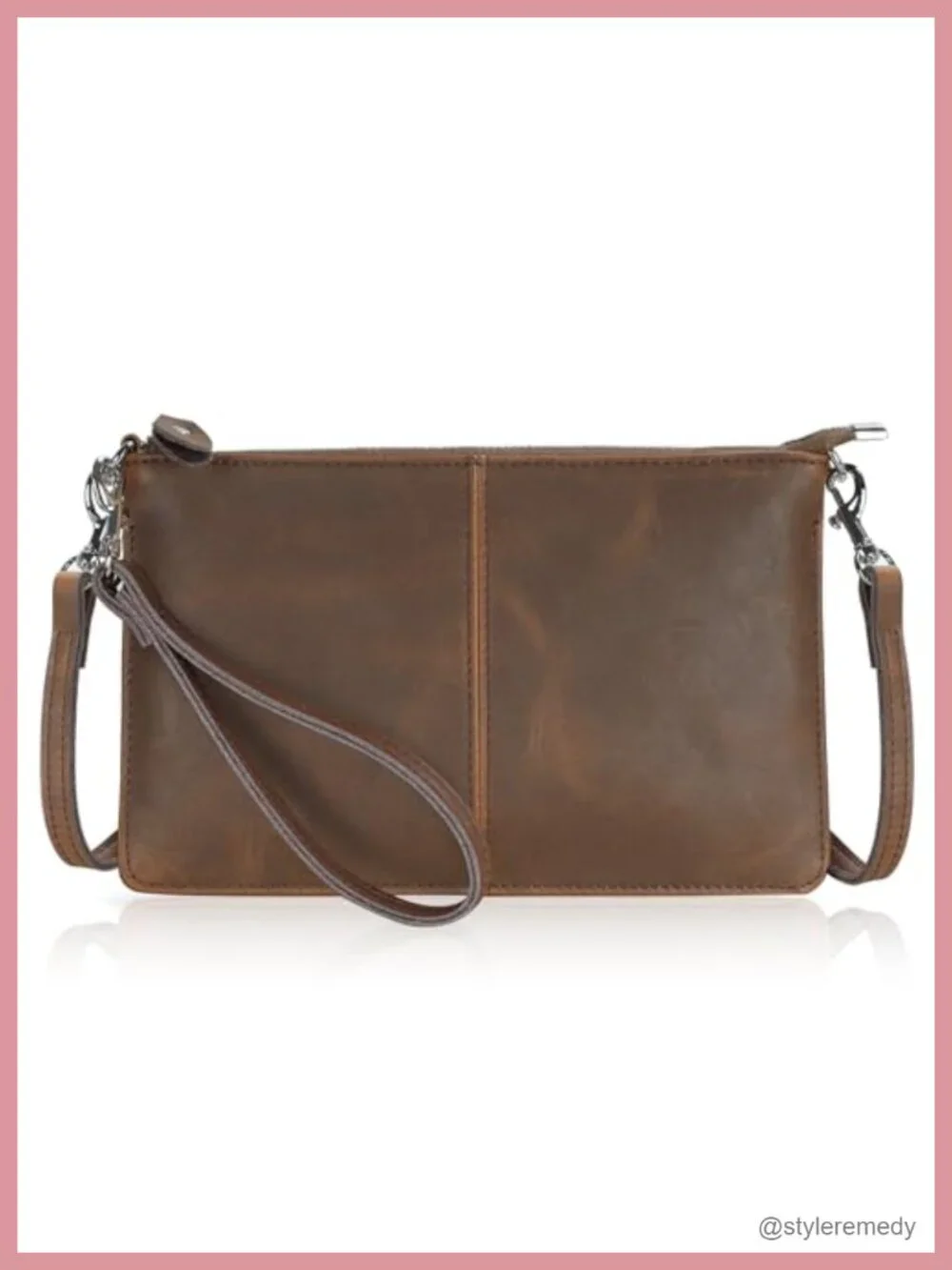 Genuine Leather Small Crossbody Bag Wristlet Wallet RFID Blocking